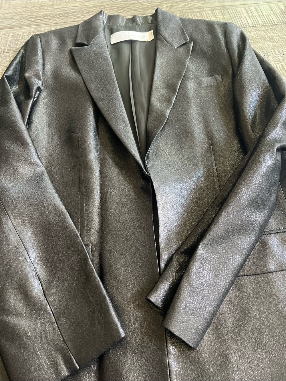 Victoria Beckham sz 8 NWOT Black Shimmery Single-Button Blazer - Picture 12 of 15